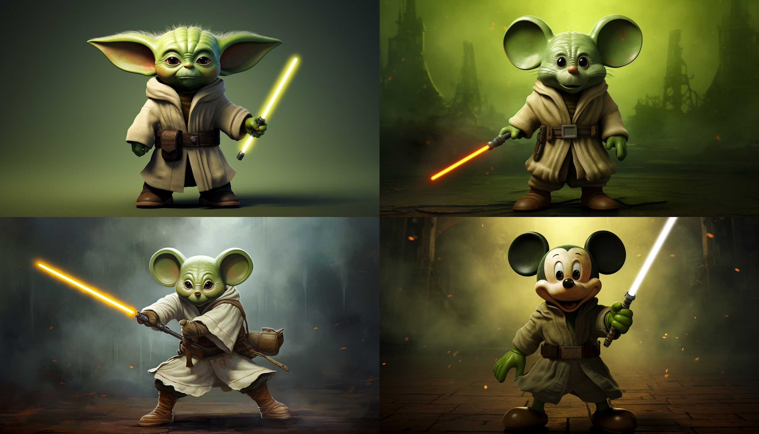 Yoda as mickey mouse --ar 7:4
