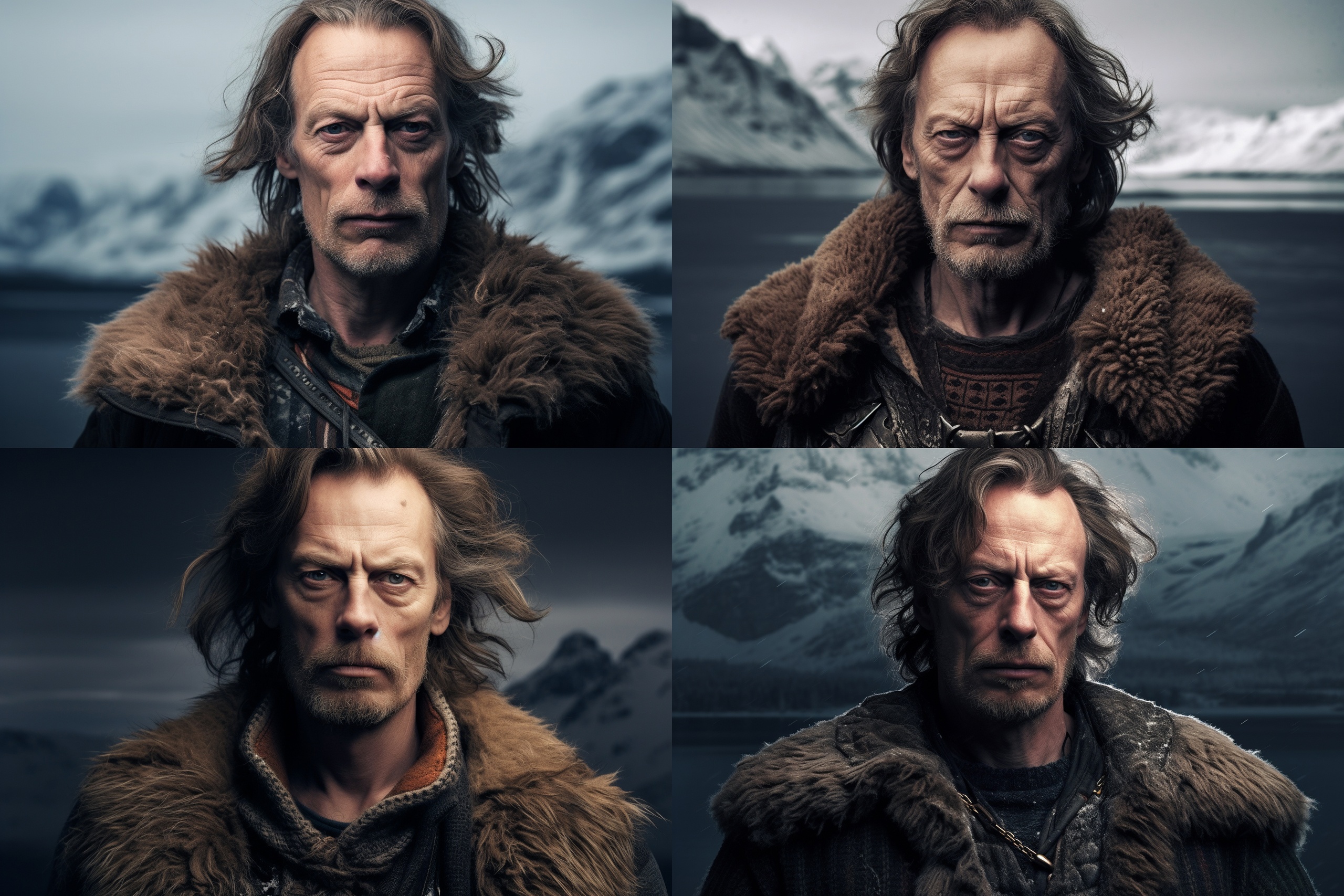 (Francis photo) as Viking with winter mountain background