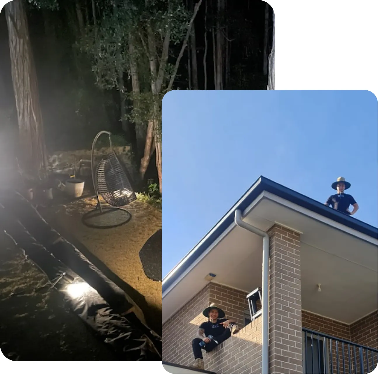 Image of a roof illuminated with lights
