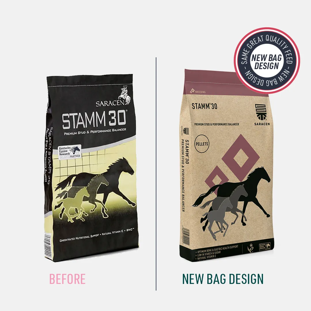 Saracen Horse Feeds - Stamm 30 - Before and After New Packaging Design