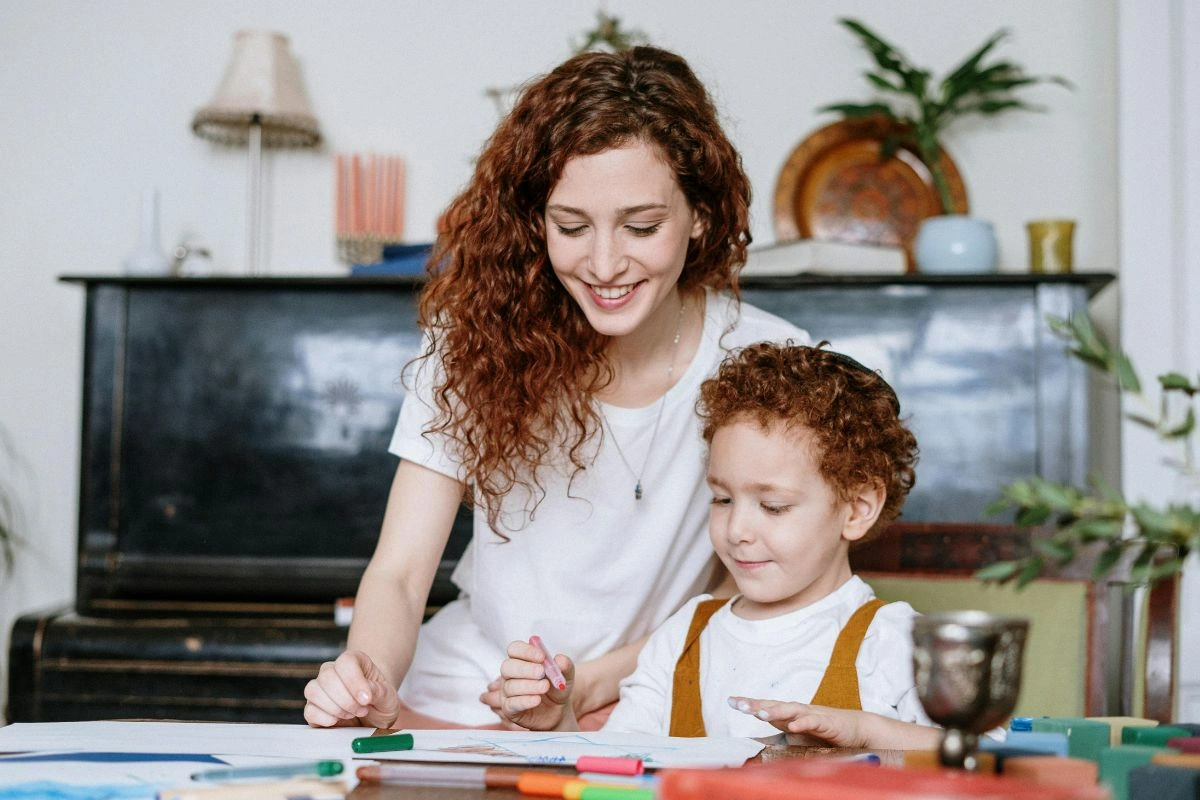 Photo of a happy mother and child