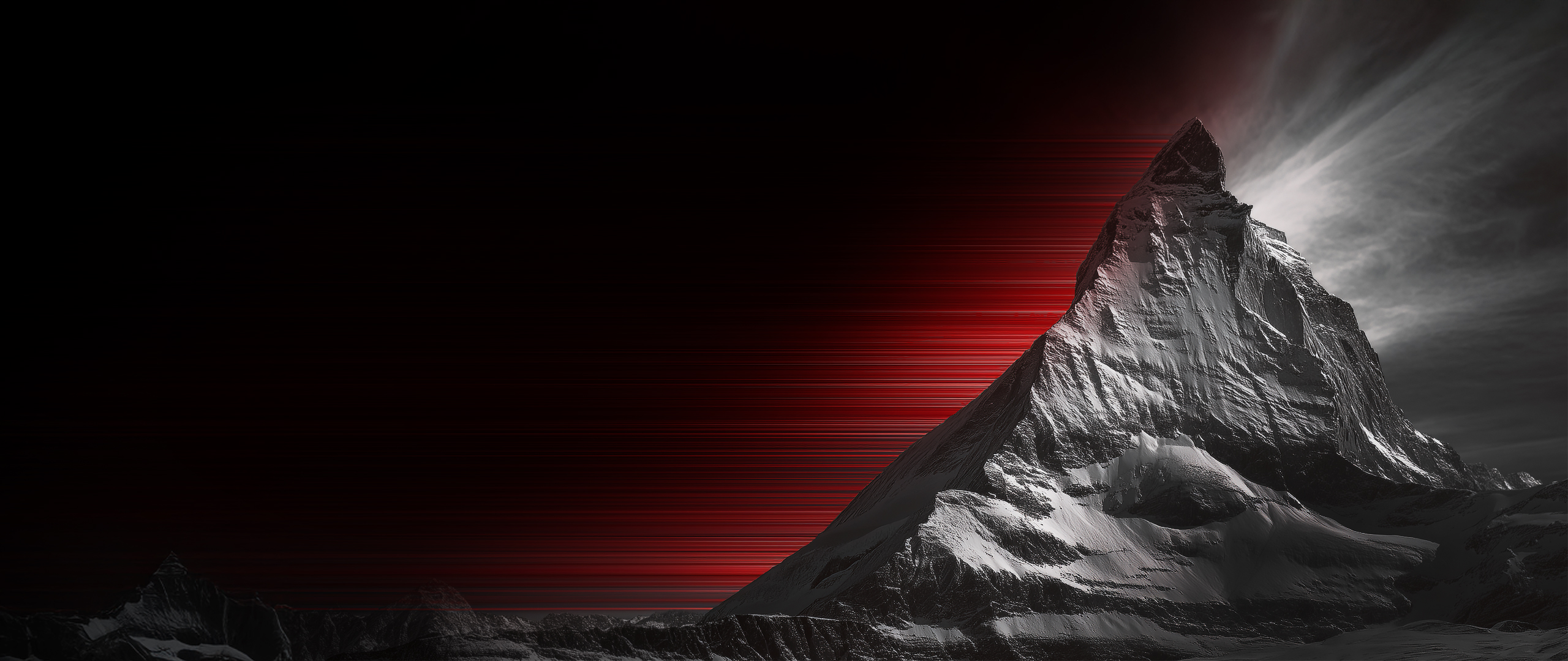 Grayscale view of the mountains