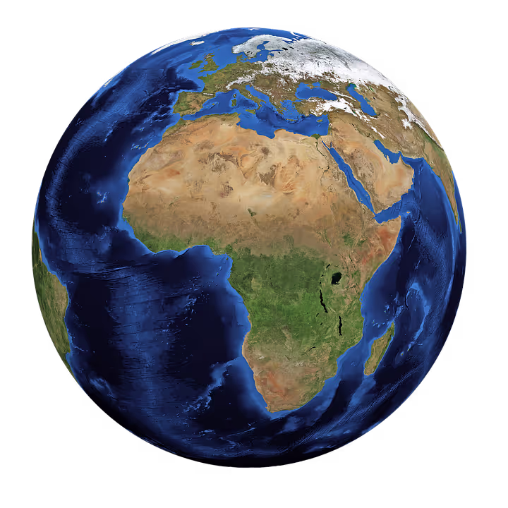 Planet Earth globe, focussed on Africa.