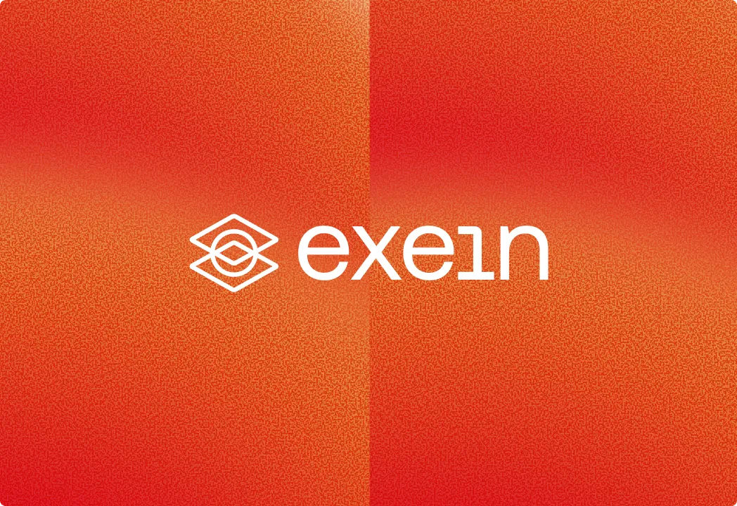 Exein logo over a orange background