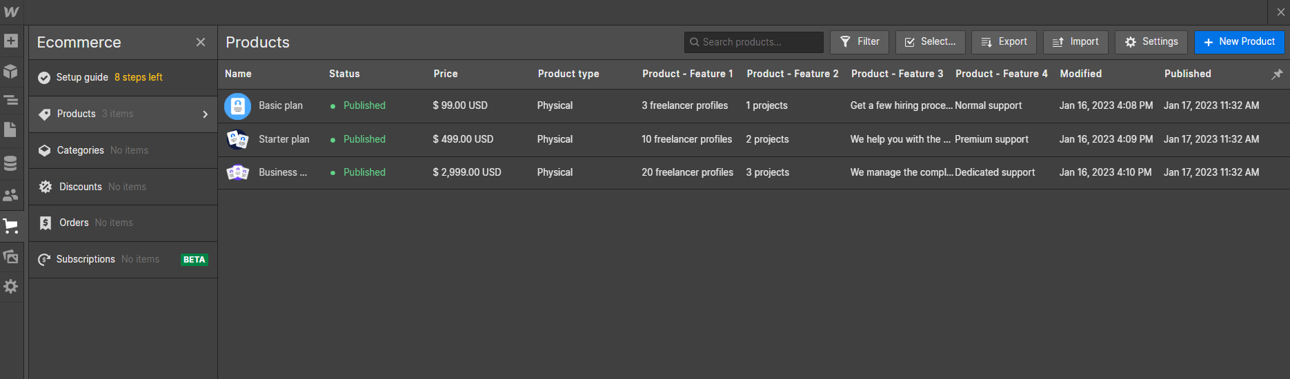 Ecommerce Collection - Workplace X Webflow Template