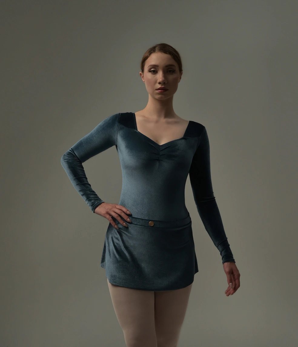 Dusky Blue Velvet Ballet Skirt