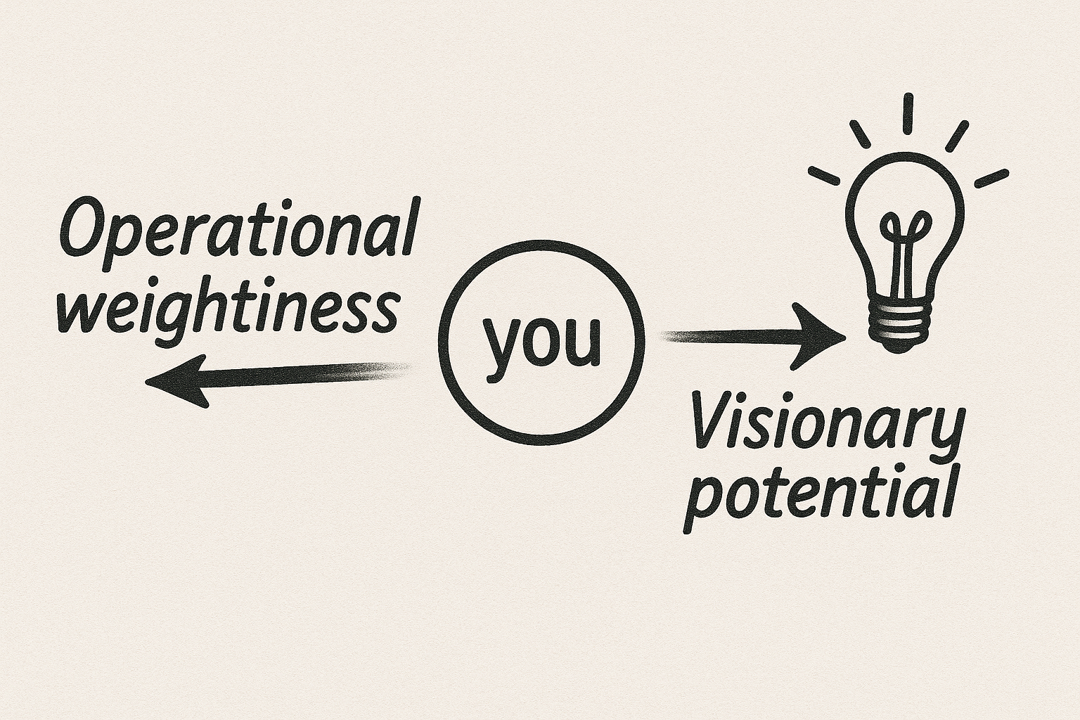 Operational weightiness << you >> Visionary potential