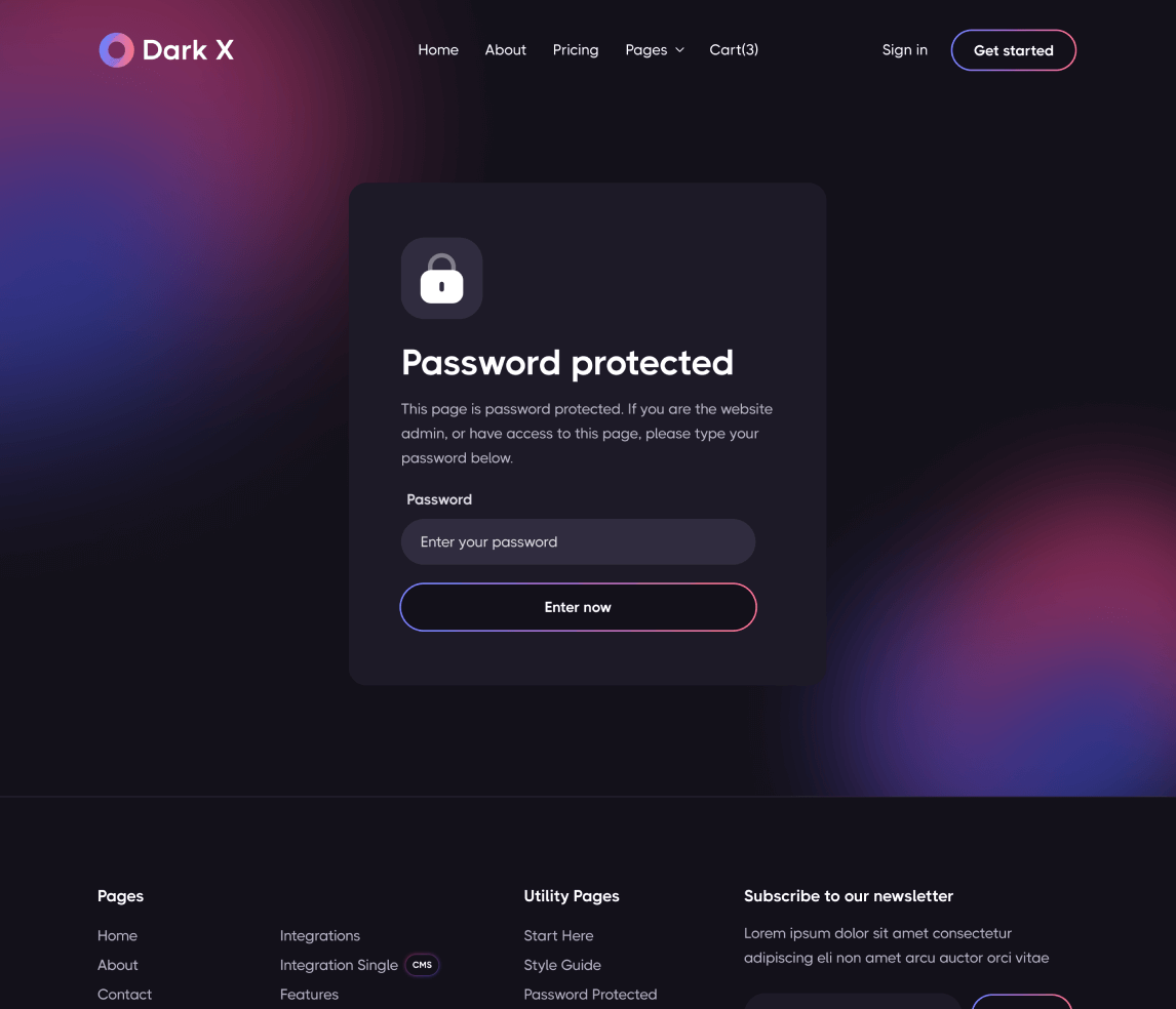 Password - Dark X Webflow Template