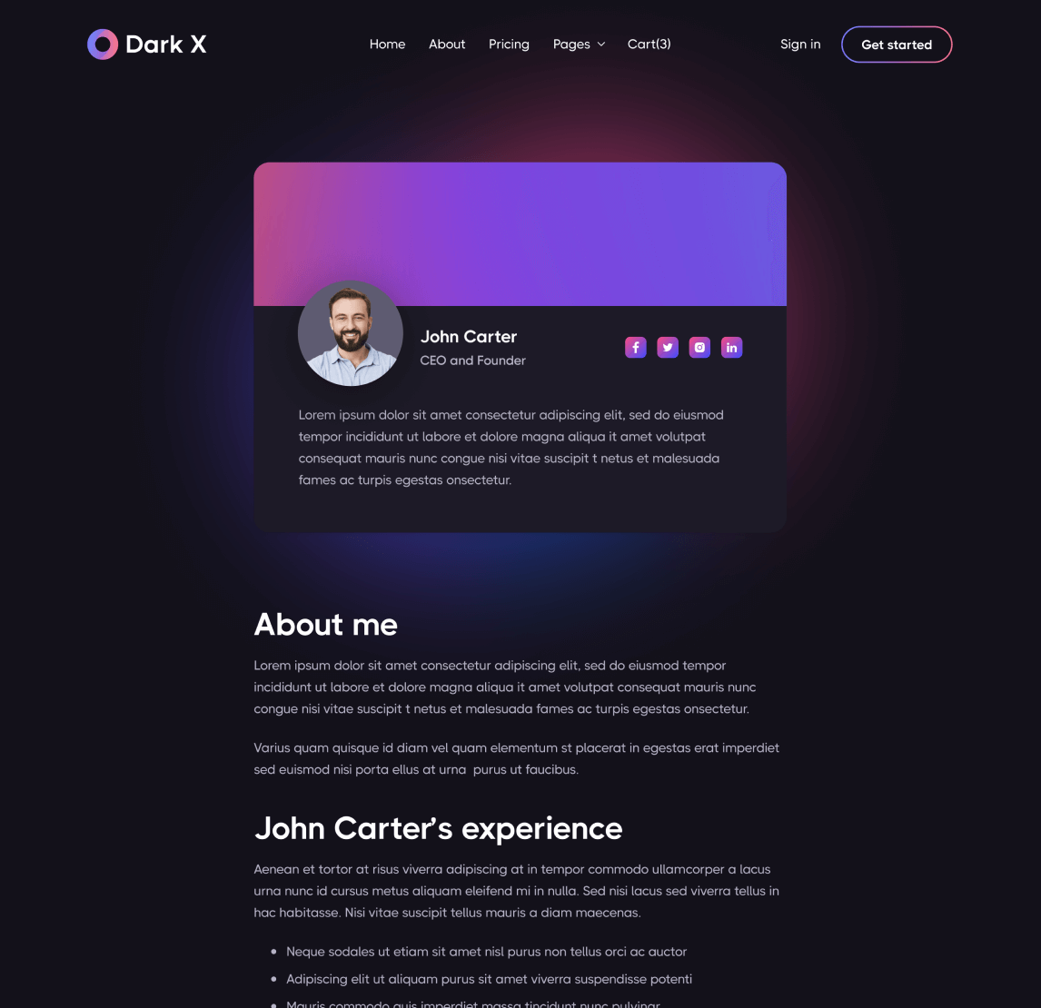 Team Member - Dark X Webflow Template