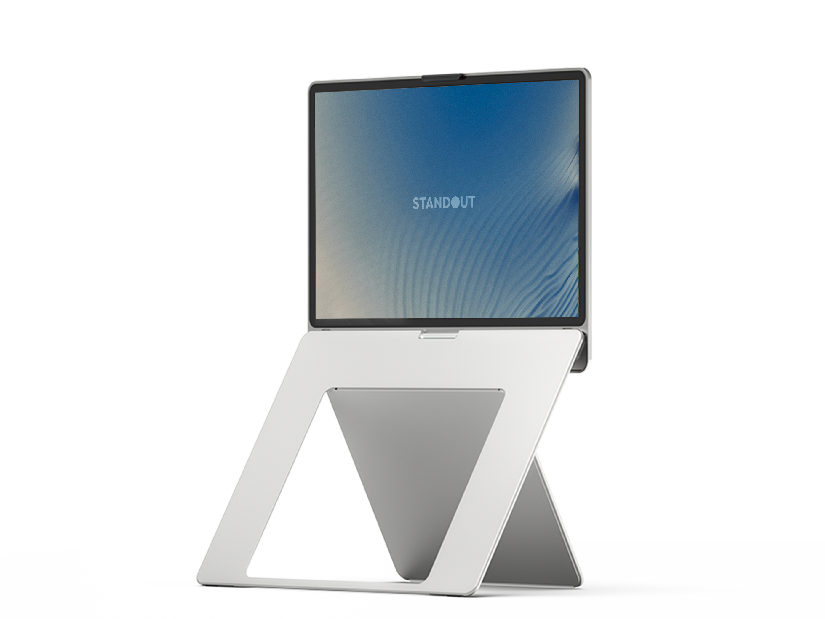 Standout portable monitor in open position with built-in kickstand and 4K display.
