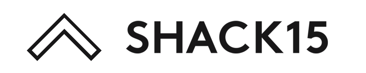 Logo featuring a stylized roof shape next to the text SHACK15.