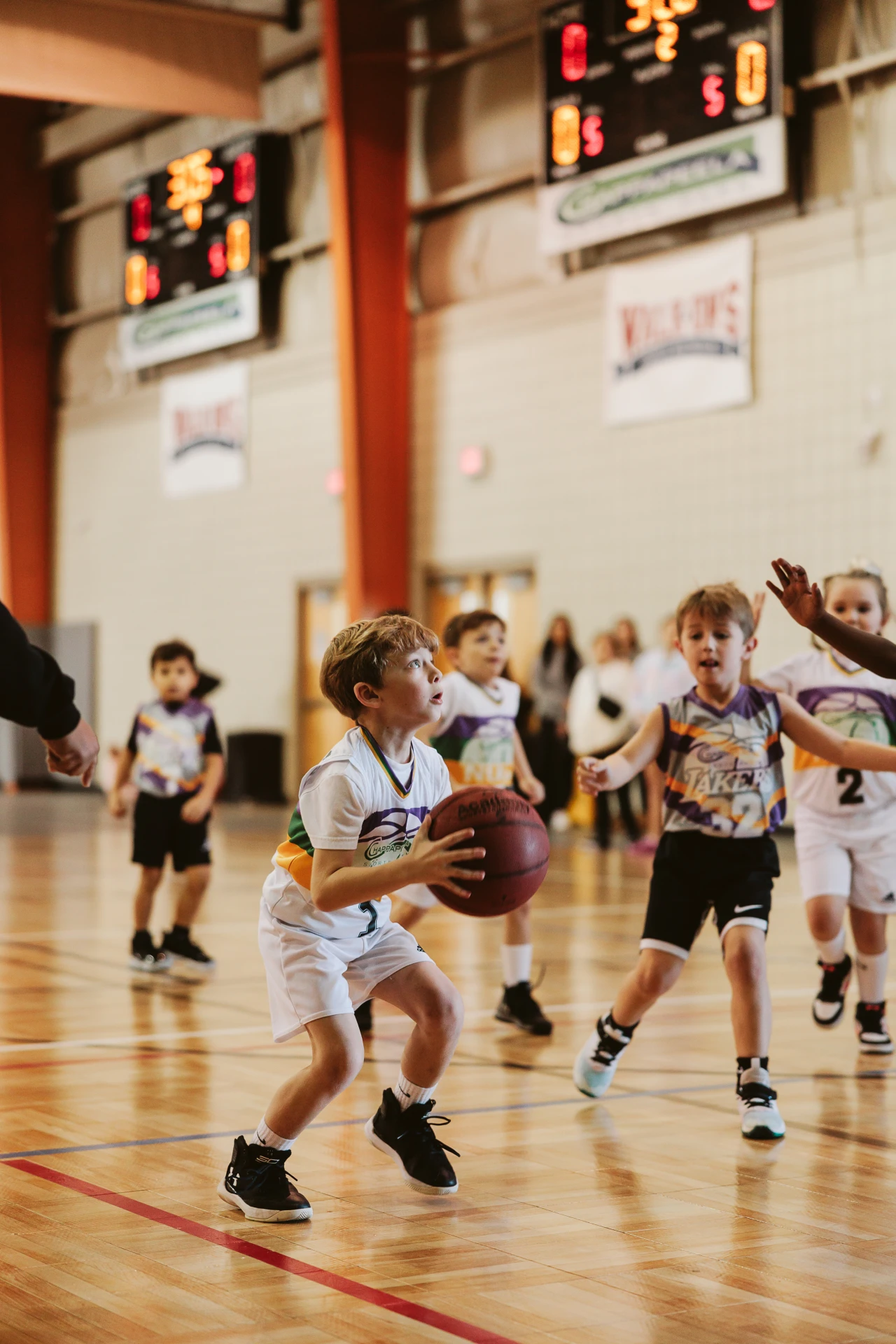 Kids playing basketball