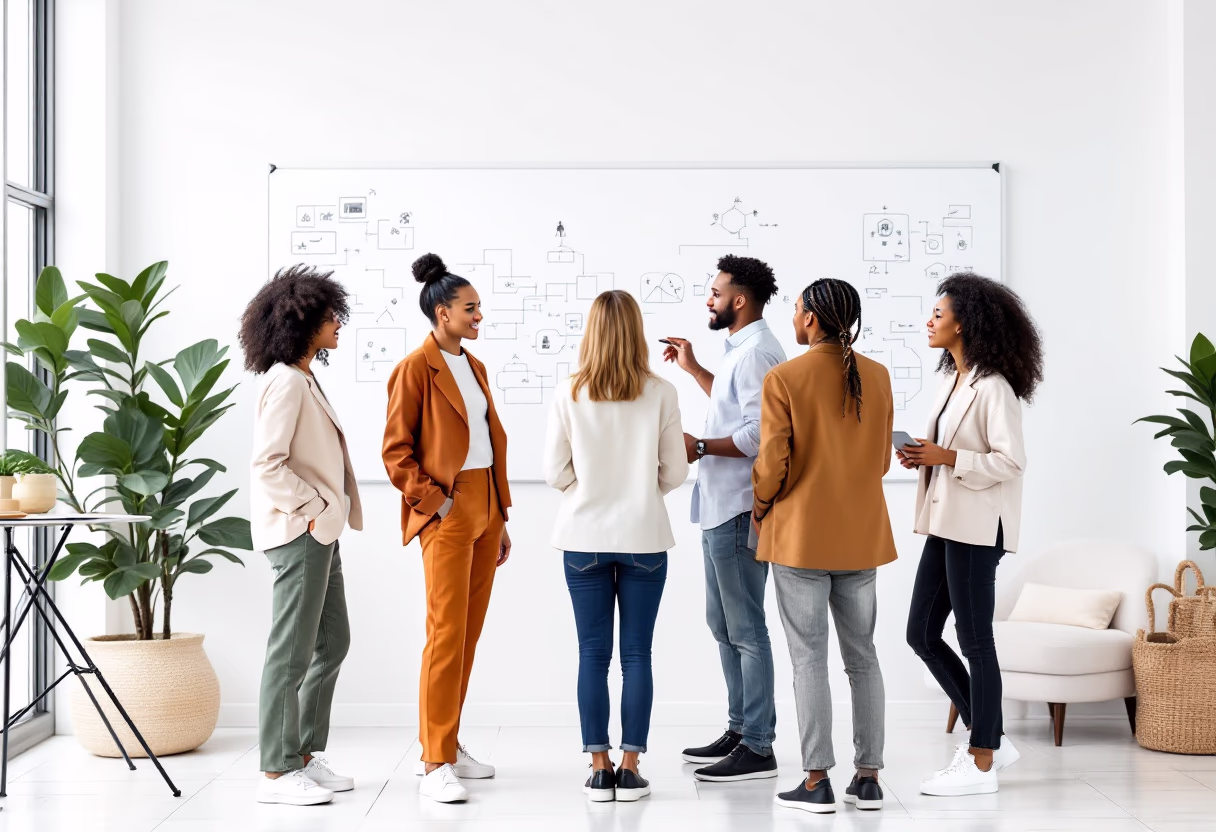 image of a marketing strategy meeting (for a ai marketing tech company)