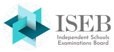 ISEB logo with geometric star and globe for independent school exams.