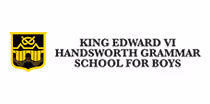 King Edward VI Handsworth Grammar School for Boys logo with yellow and black shield.