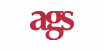 AGS logo in stylised lowercase dark red font.