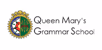 Queen Mary's Grammar School logo with red, white, and green emblem.