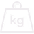 White weight icon with 'kg' text symbolizing mass in forces and motion topics