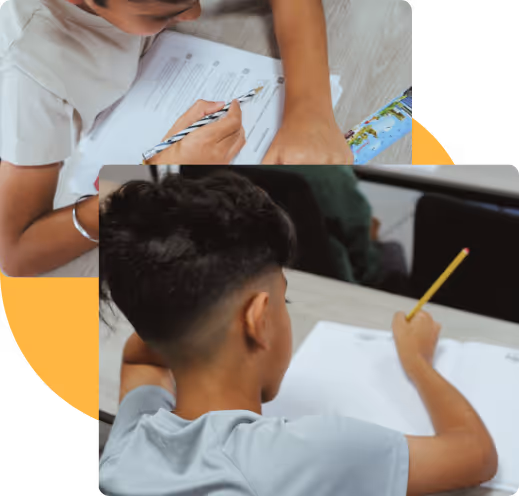 Pupils completing structured worksheets for 11 Plus subjects