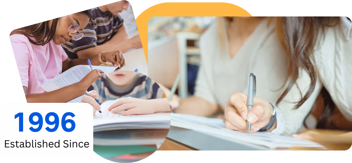 Students and tutor engaged in science study activities for A-Level education