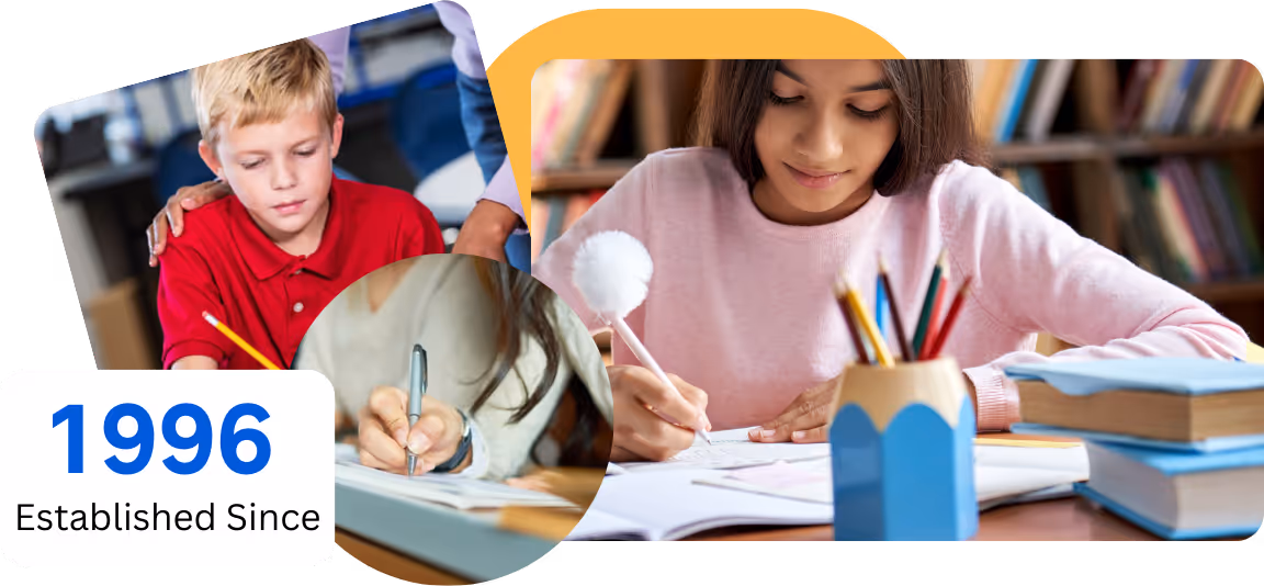 Students writing and studying with support, preparing for mock exams