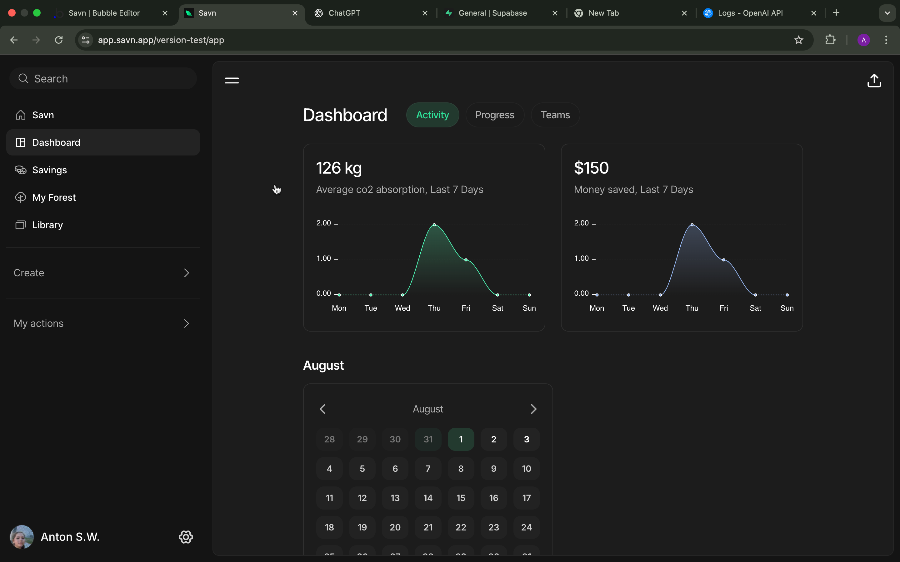 A preview image of the Savn platform