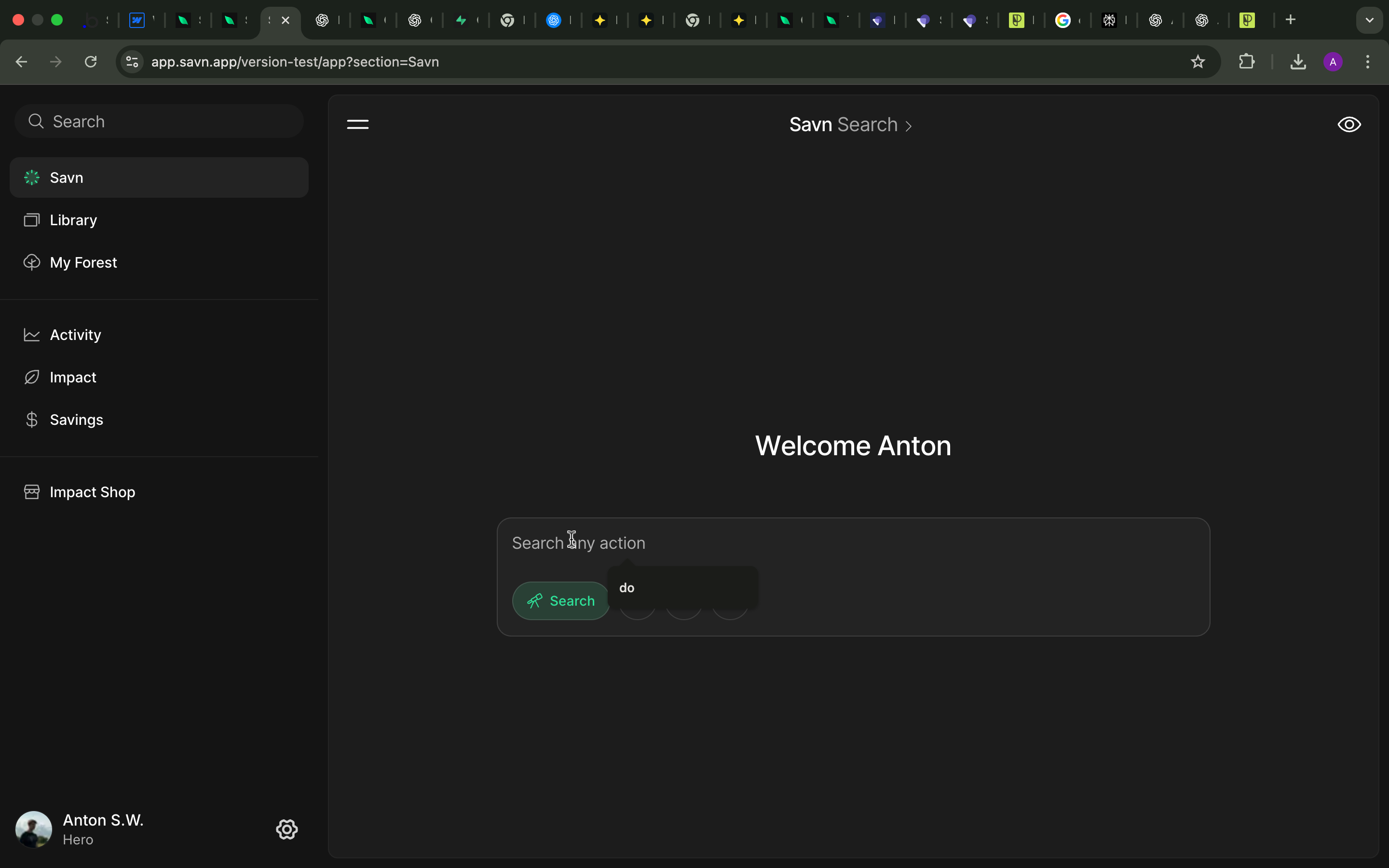 A preview image of the Savn platform