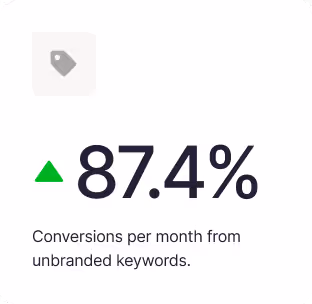 Case study graphic showing some numbers and a green arrow up.
