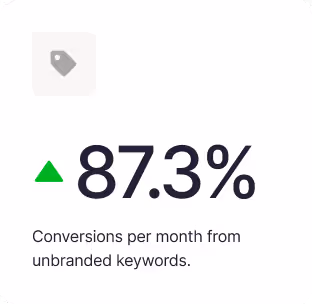 Case study graphic showing some numbers and a green arrow up.