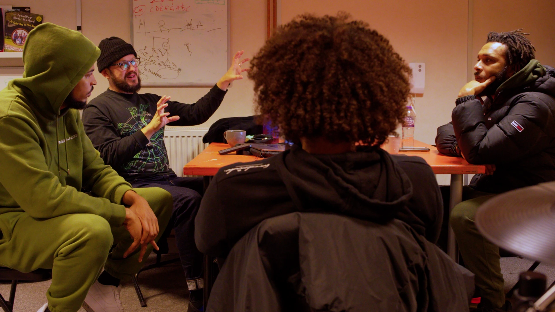 Creatives collaborating in group discussion during Grime Opera workshop | Community Arts Development Creative Documentary by Rendah Films