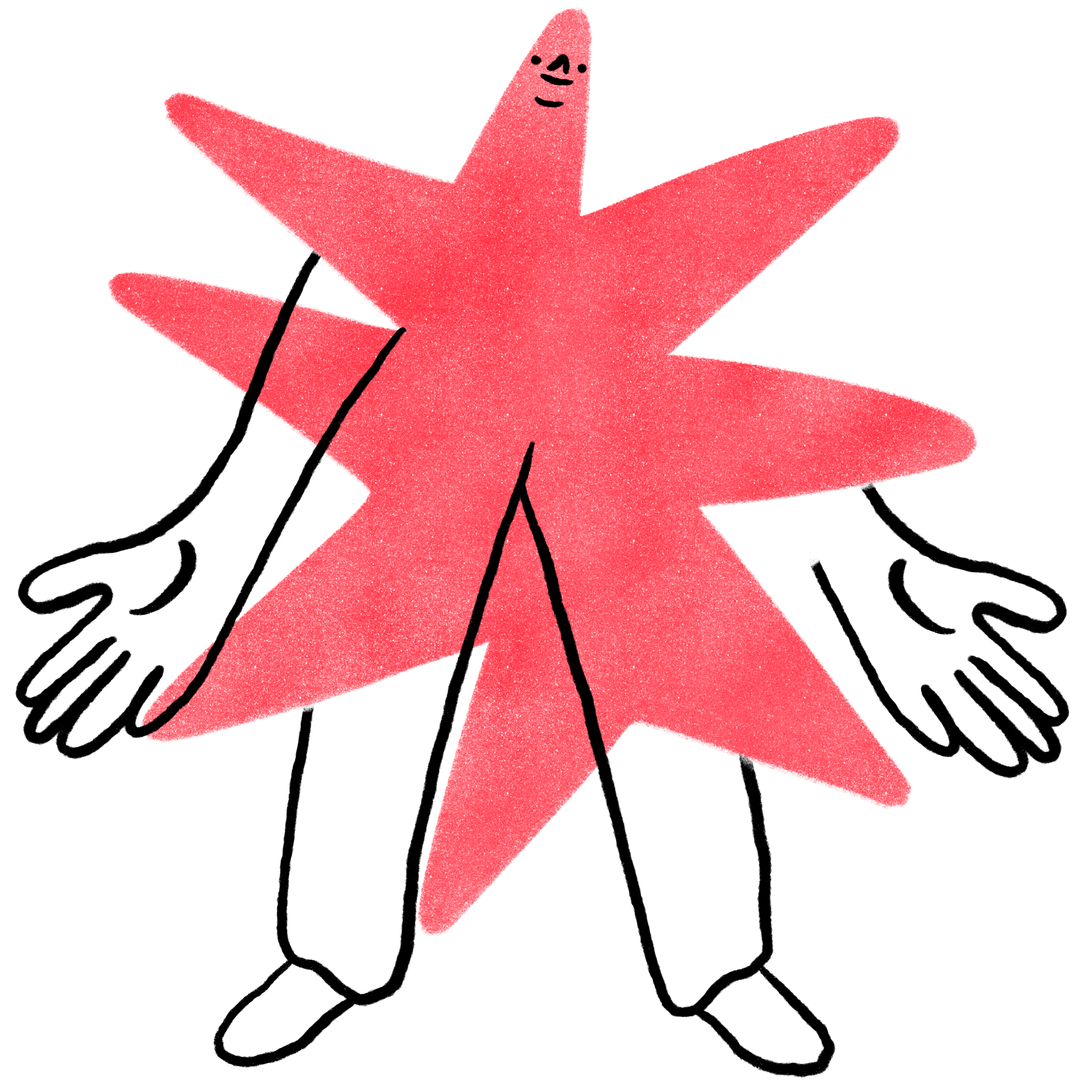 Verspielte Illustration einer Figur aus geometrischen Formen mit Armen, Beinen und Gesicht – Symbol für kreative Ideen bei Pappelbaum Design