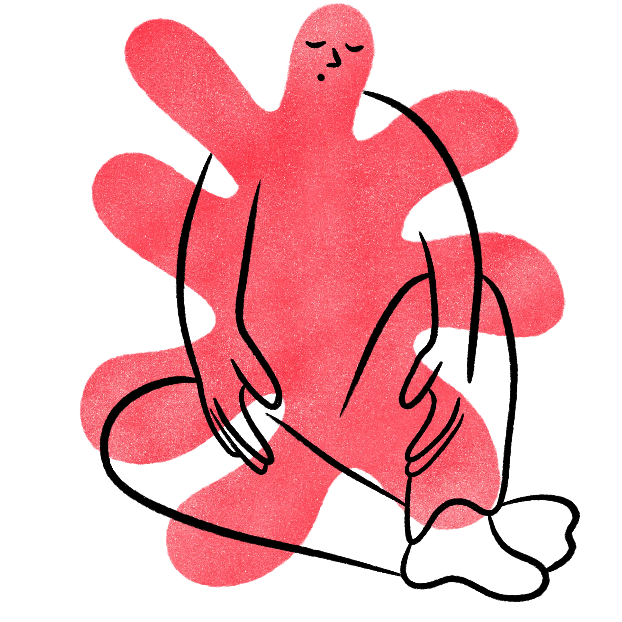 Verspielte Illustration einer Figur aus geometrischen Formen mit Armen, Beinen und Gesicht – Symbol für kreative Ideen bei Pappelbaum Design