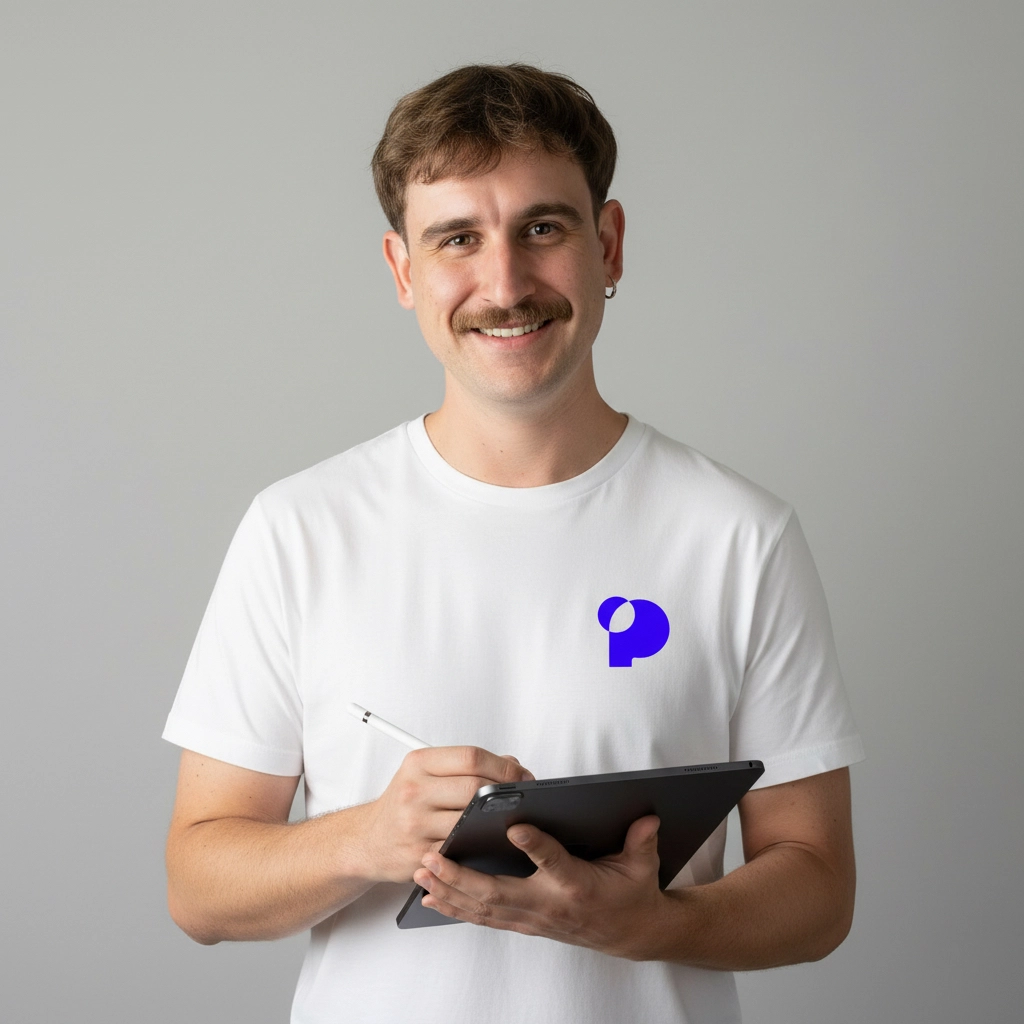 Portrait von Franz Pappelbaum, Editorial Designer für Magazine und Publikationen, im Studio aufgenommen