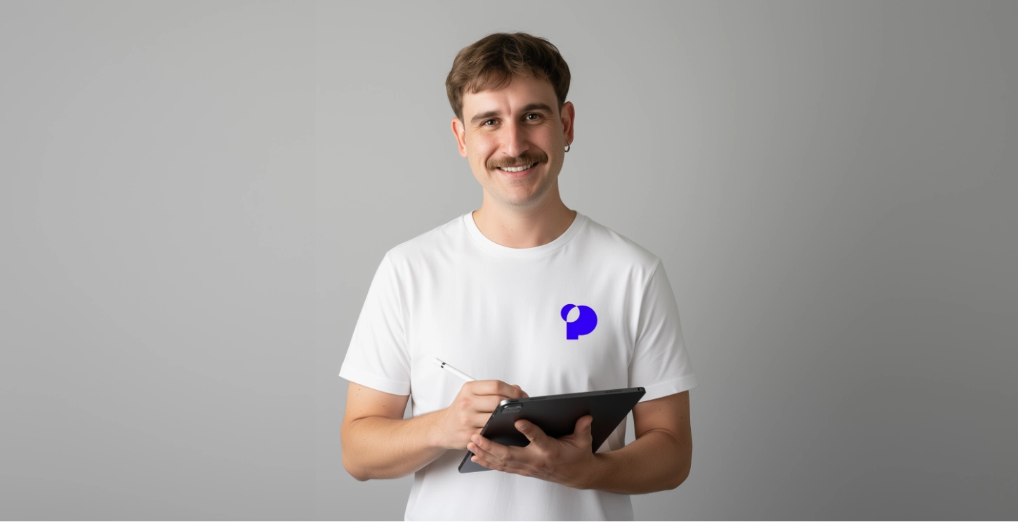 Portrait von Franz Pappelbaum, Webdesigner aus Leipzig, im Studio aufgenommen. Reduziert, ruhig und persönlich.