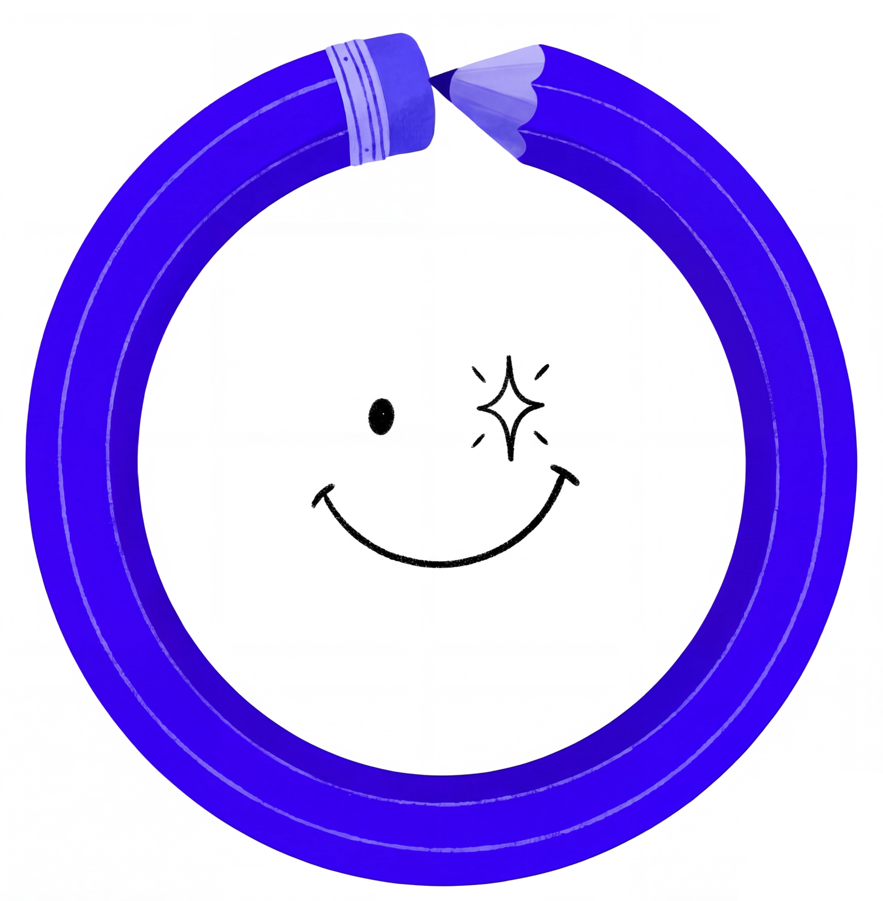 Illustration eines gebogenen Bleistifts in Kreisform als Symbol für Gestaltung und kreativen Prozess.