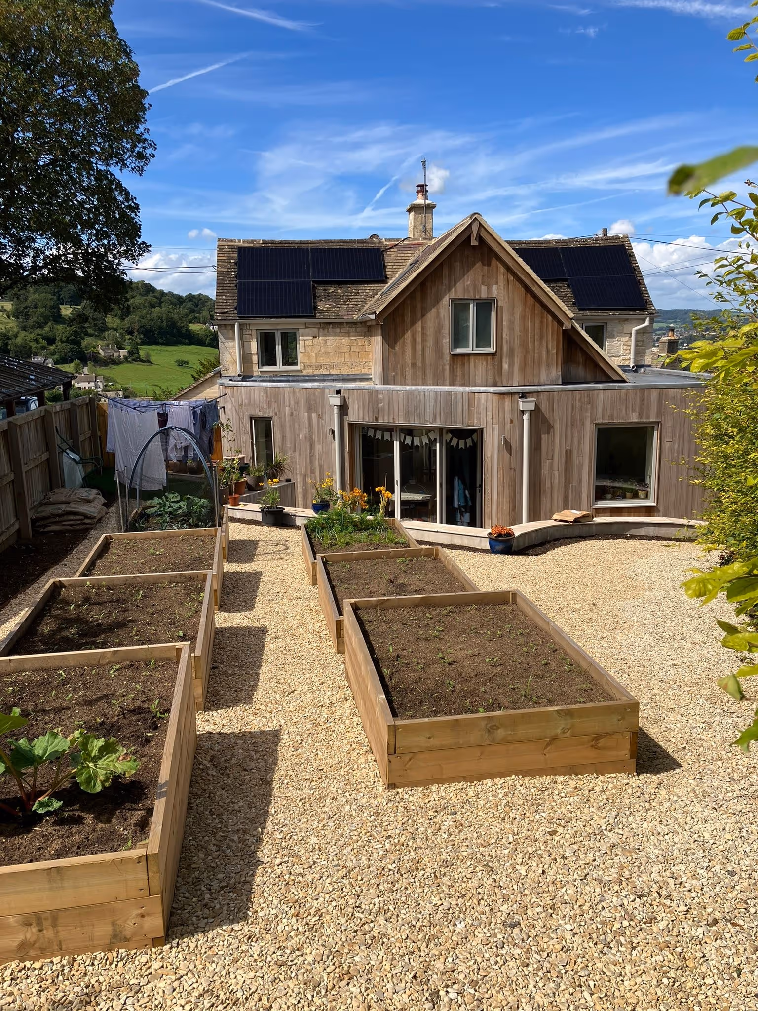 Home renovation project with landscaping of the garden