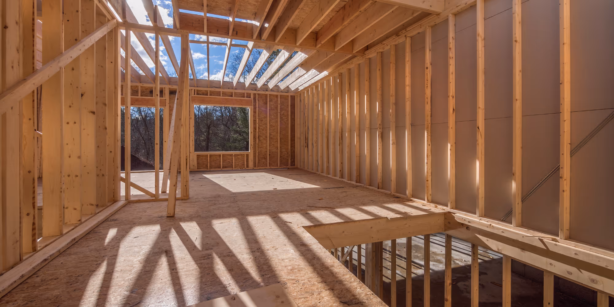 Inside of a timber frame home in Stroud