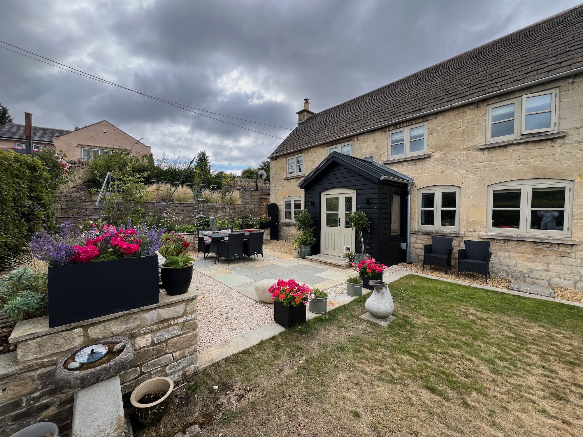 Timber frame porch extension installed by Elmtree Building Services