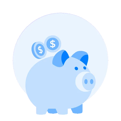 Piggy bank with money dropping into it