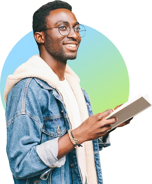 Confident black man wearing a jacket smiling and holding a tablet