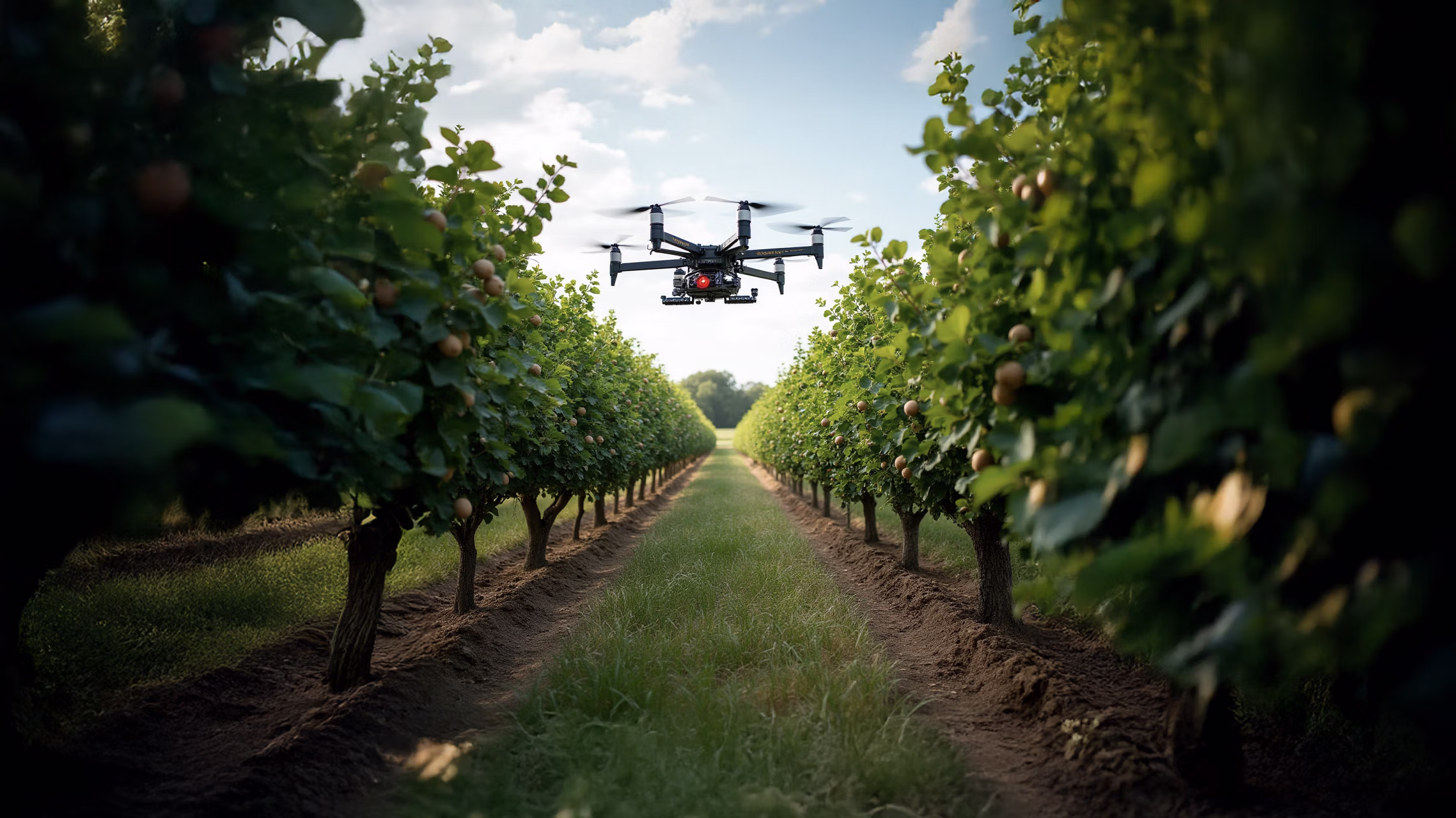 Drone ağaçların arasında