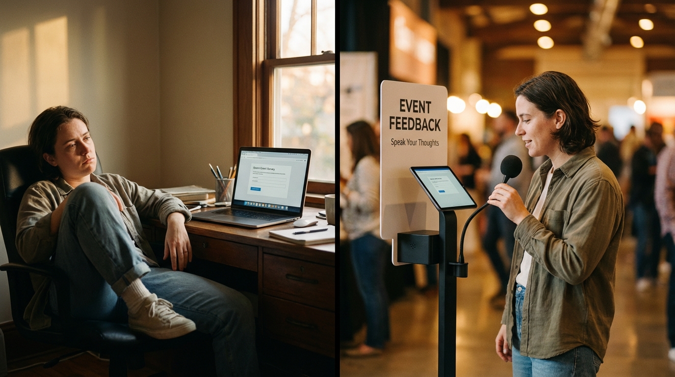 Side-by-side comparison of email survey vs. voice feedback collection methods