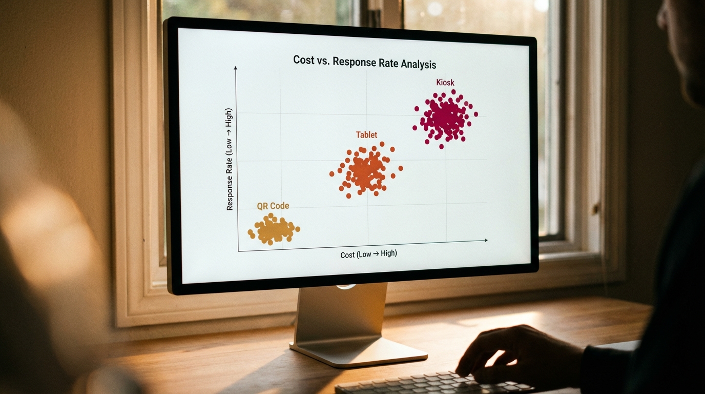 Comparison chart showing cost vs response rate for each method