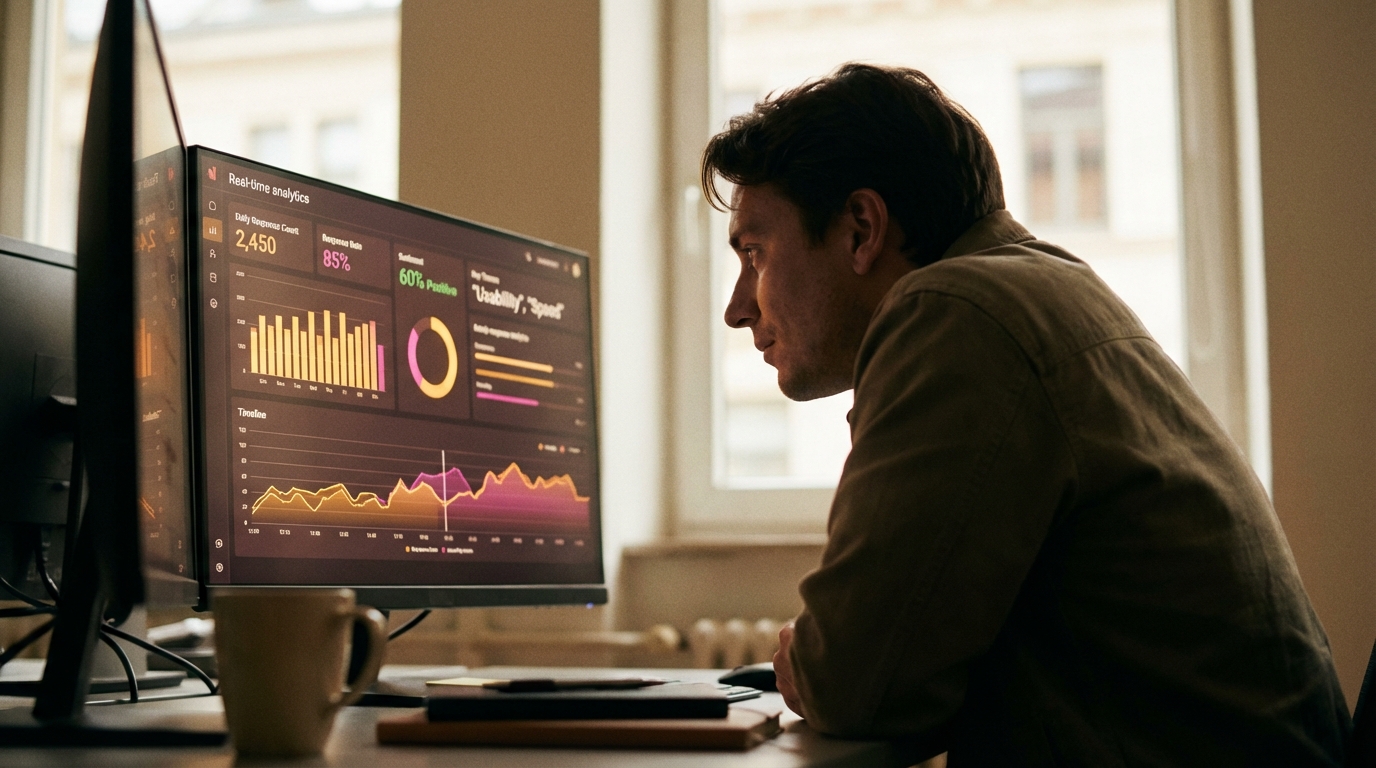 Dashboard showing real-time feedback analytics from a kiosk system