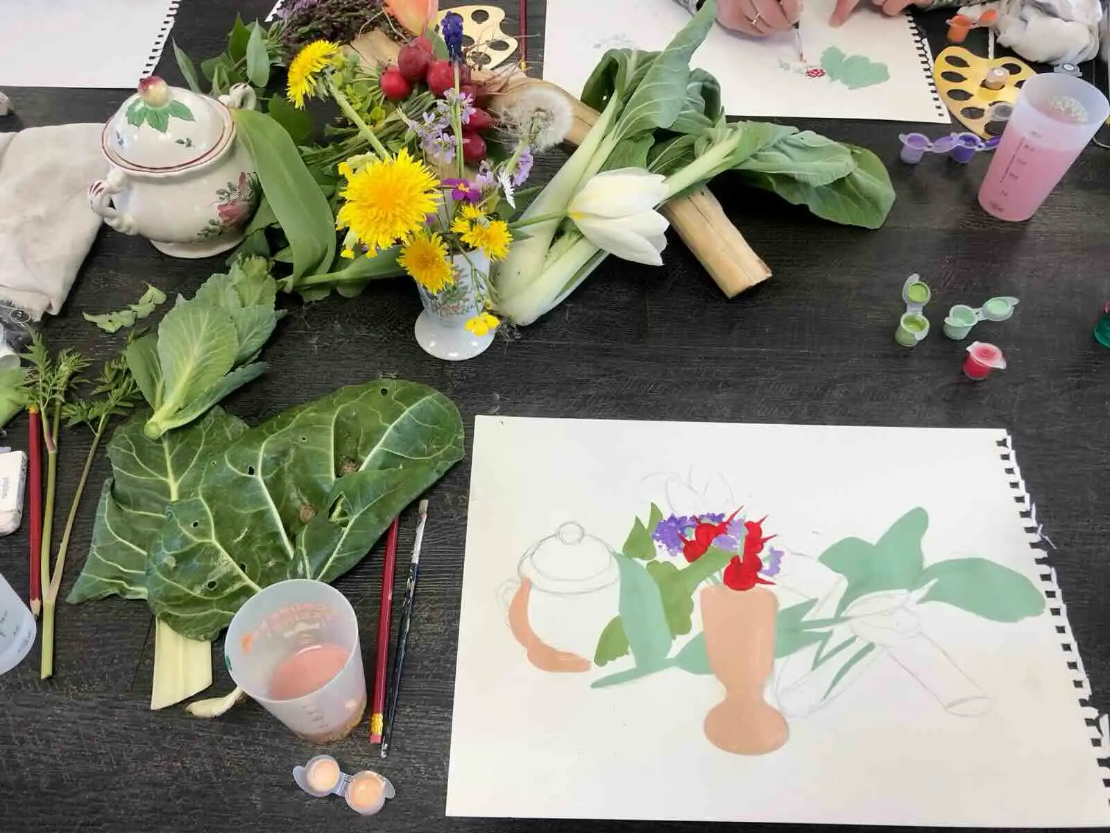 illustration de fleurs et légumes