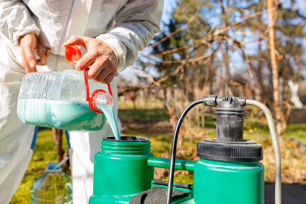 Agricultural chemicals being poured