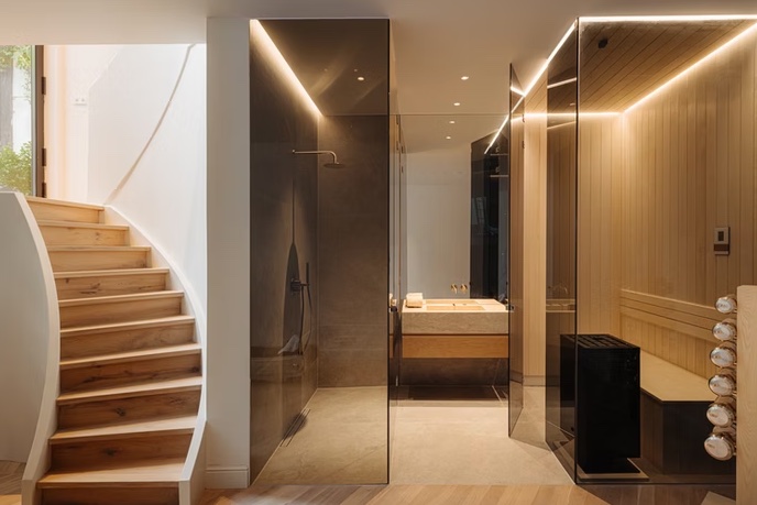 Staircase and bathroom at Van Eeghenstraat