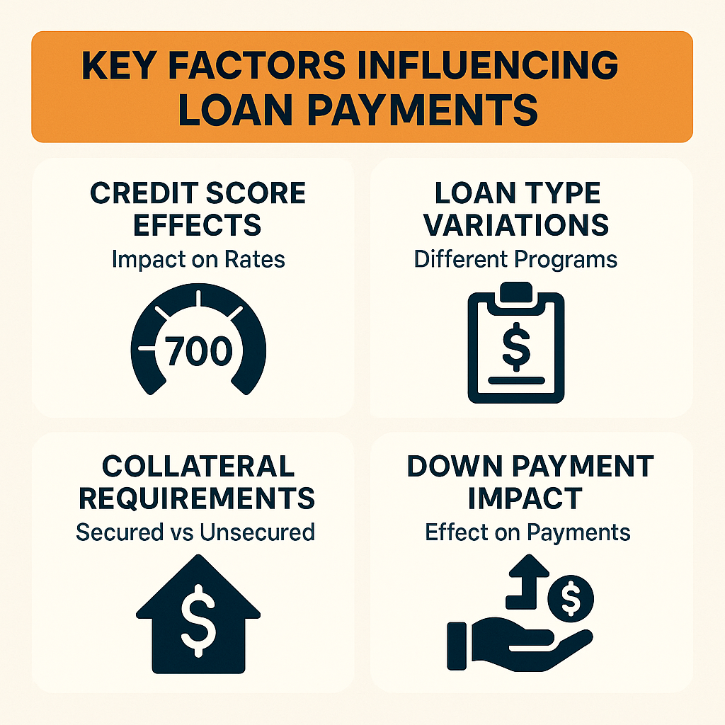 Factors affecting SBA loan payments include credit score effects, loan type variations, collateral requirements, and down payment impact.