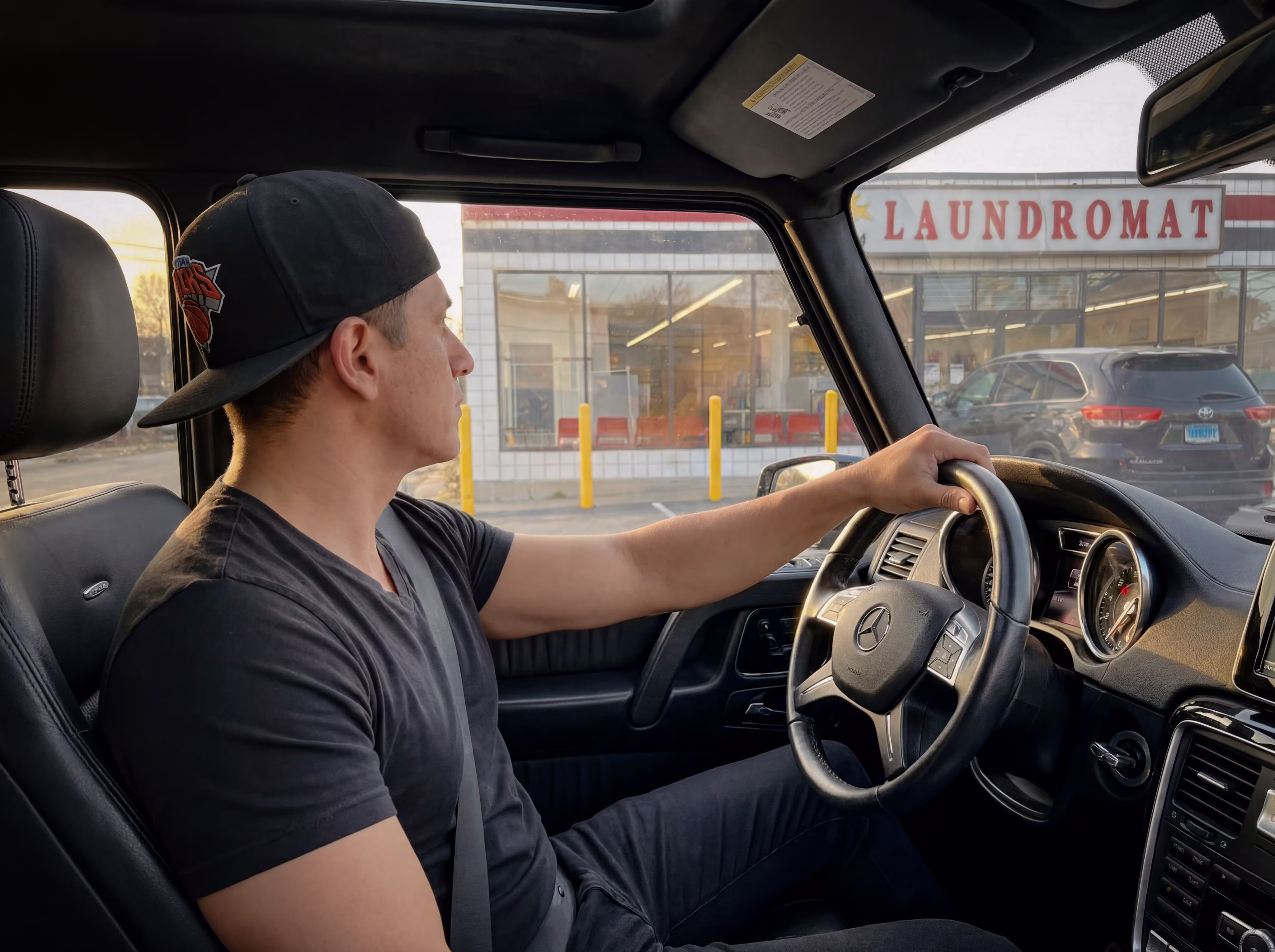Laundromat owner scoping out new locations while driving around