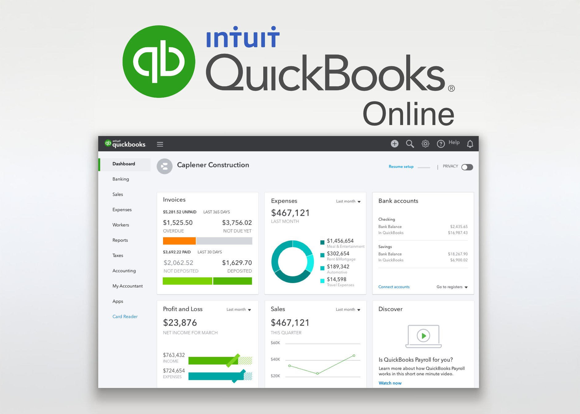 QuickBooks setup icon with gear and wrench on green background for business accounting services